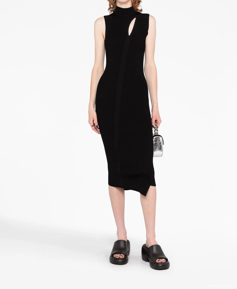 Cheap Versace roll-neck midi Slashed dress Women 0718